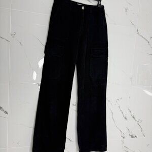 Zara Black Wide-Leg Cargo Pants Size 2 Womens moto gorpcore Y2K grunge emo